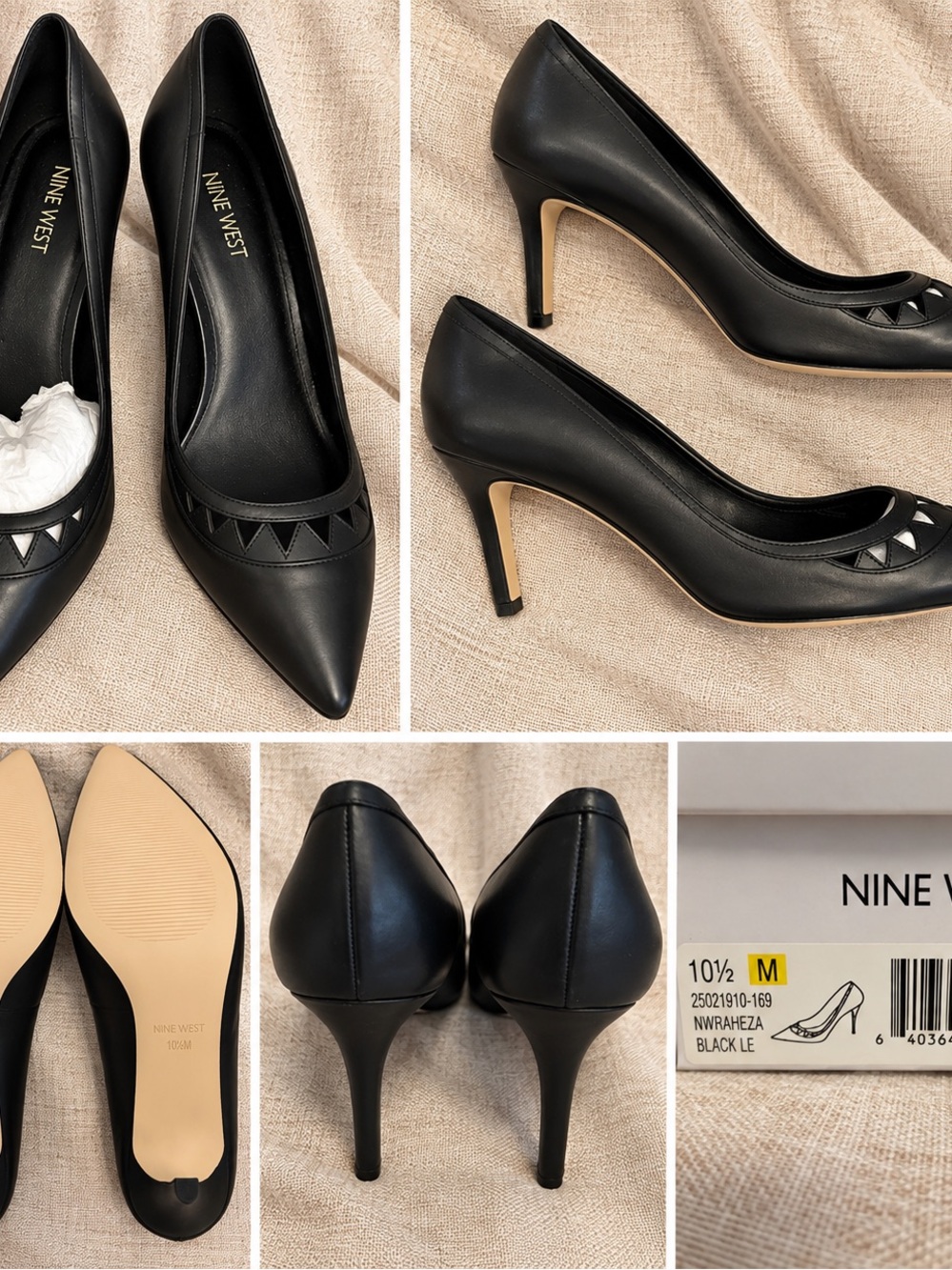 Nine West Raheza Black Pointed Toe Pumps Size 10.5M NIB